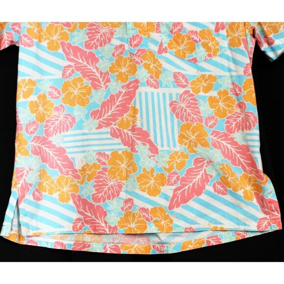 Vtg 80s 90s The Nutter From Dubbies Floral Hawaiian Shirt Mens S Blue Striped - Picture 5 of 8